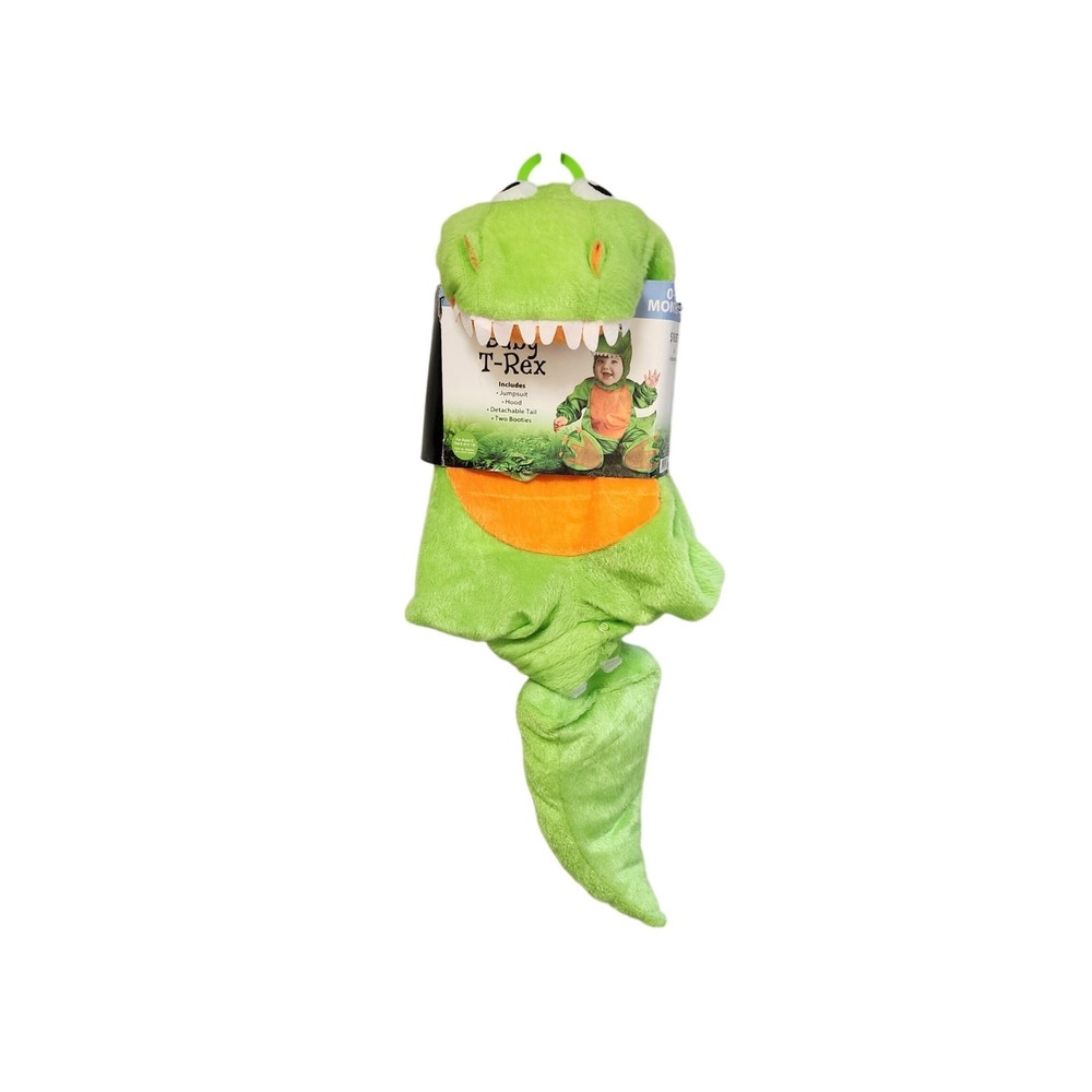 InCharacter Baby T-Rex Dinosaur Costume Green Orange 0-6 Months 4 Piece Set